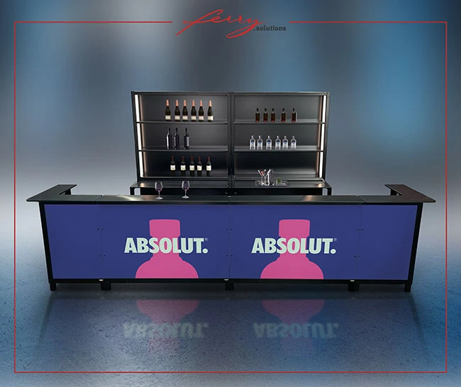 klappBAR-Setup mit ABSOLUT Vodka Branding